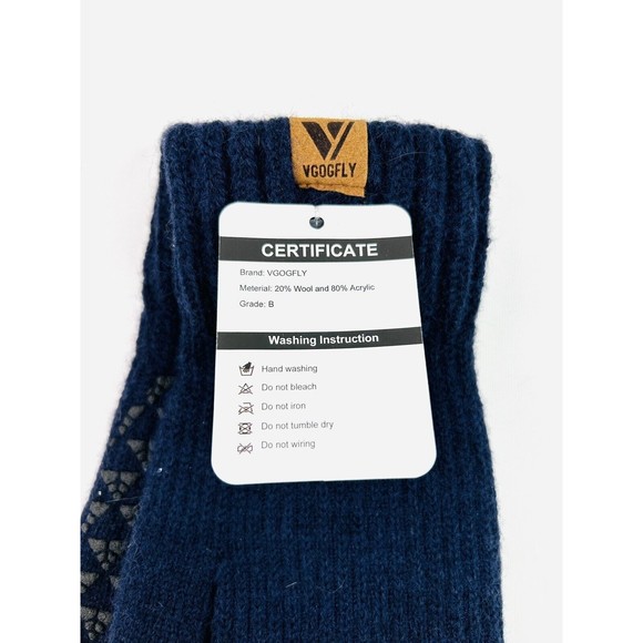 Vgogfly Winter Knit Blue Gloves Warm Full Fingers Women Touch Screen Anti Slip L - Picture 2 of 4